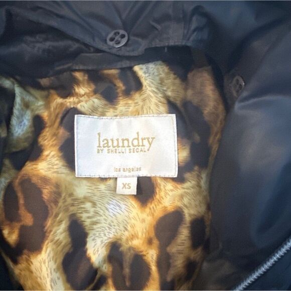 Laundry By Shelli Segal Quilted Black Coat With Leopard Lining - XS - Picture 3 of 7
